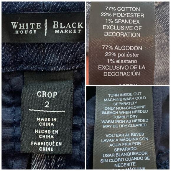 White House Black Market WHBM Straight Crop Flat Front Trouser Women's Jeans 2 - Picture 7 of 8